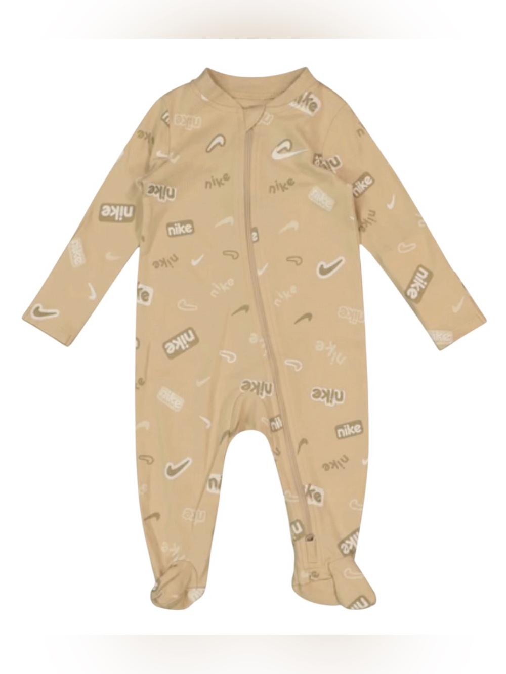 Nike Tan Logo-Print Footed One-Piece for Baby Boy or Girl